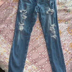 American Eagle Outfitters Ripped Blue Skinny Jeans